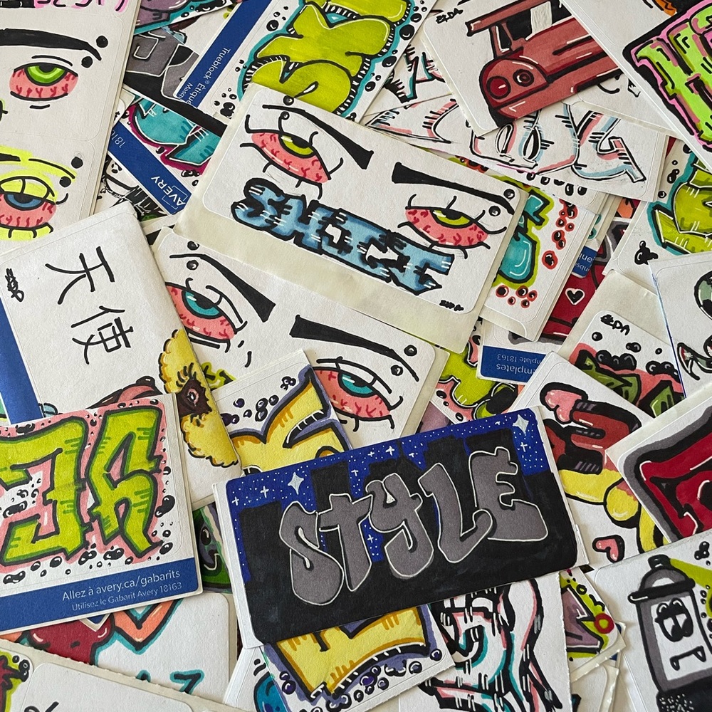 Handmade graffiti stickers, 10 random stickers in each purchase.